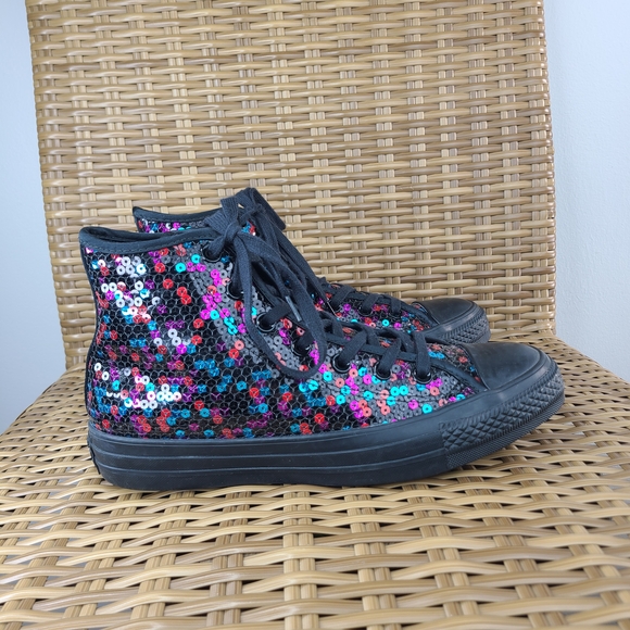 Converse All Star Chuck Taylor Multicolor Sequin High-Top Sneakers Shoes Size 8 - Picture 3 of 16